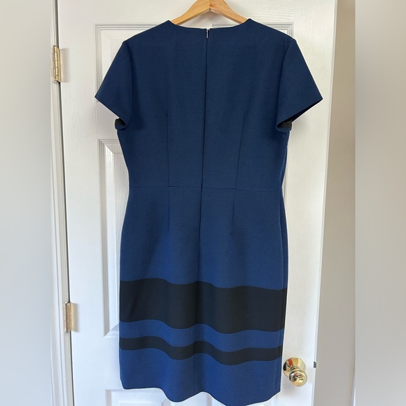 Hugo Boss Blue Black HERMELY Stripe Sporty Professional Sheath Fitted Dress - Picture 2 of 3